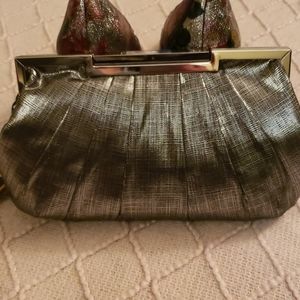 Eye catching metallic pewter clutch